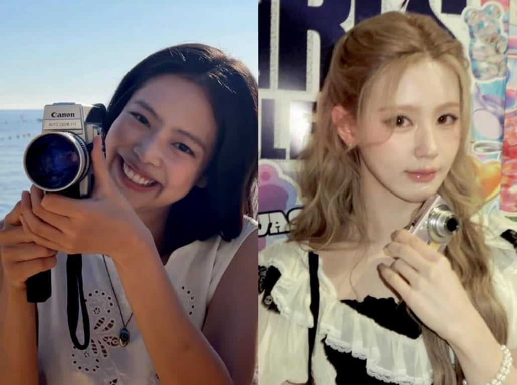 Blackpink's Jennie and I-dle's Miyeon with digital cameras