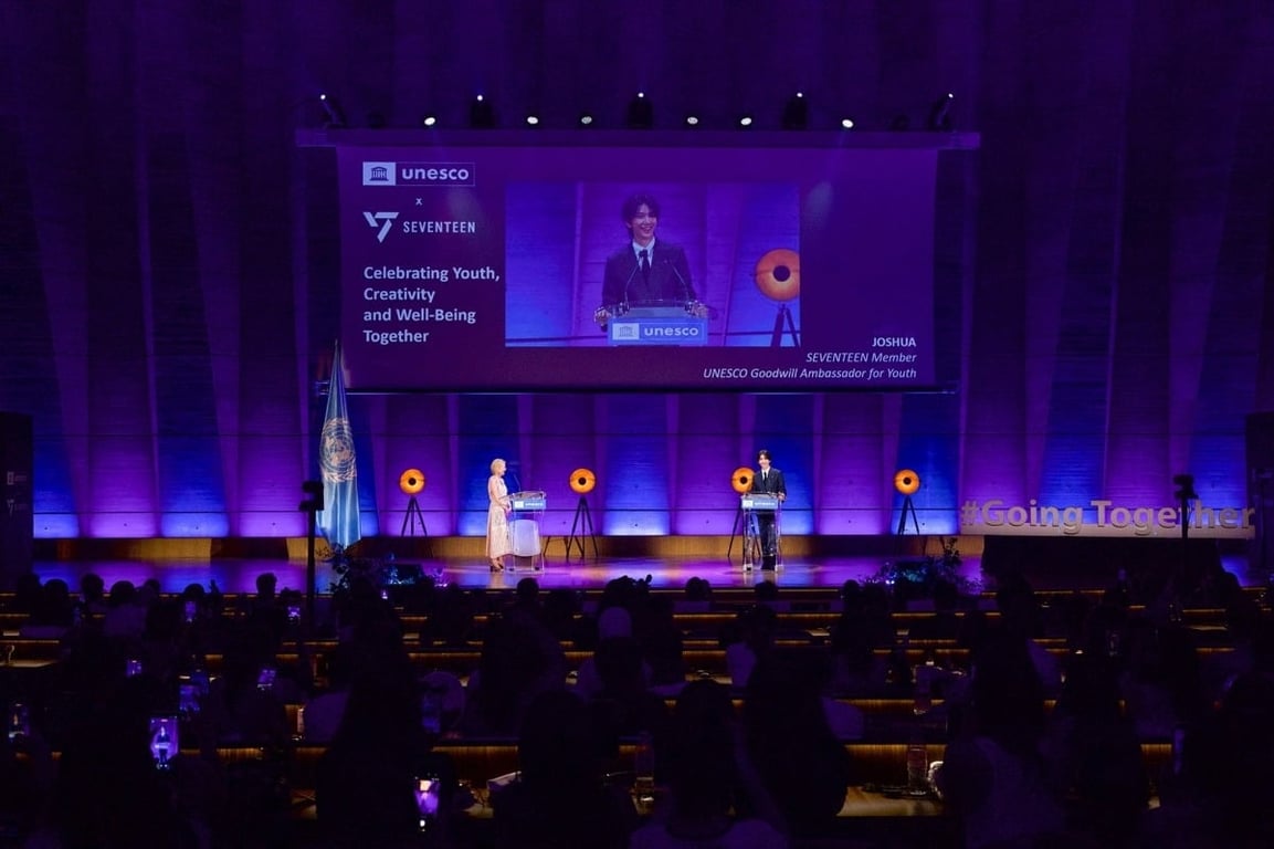 SEVENTEEN's Joshua speaks at a UNESCO event in Paris / PLEDIS Entertainment