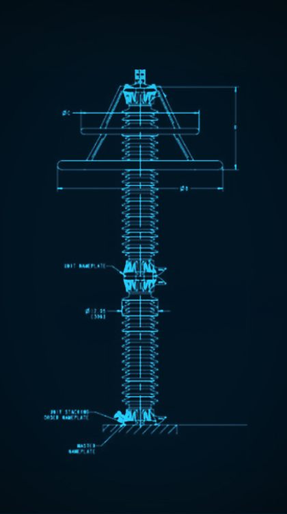 Imagem de um projeto em duas dimensões de uma torre de transmissão