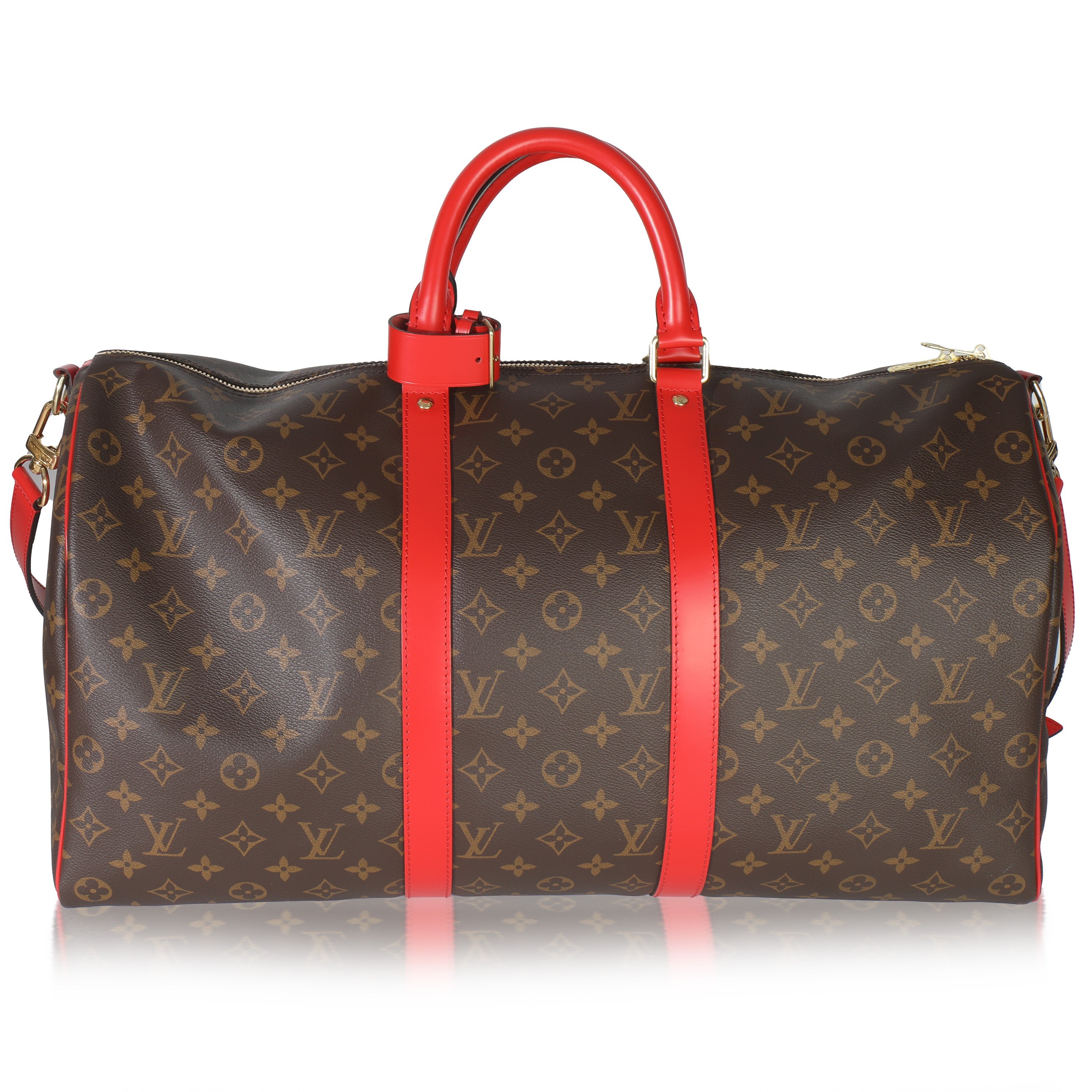 Louis Vuitton Coquelicot Monogram Canvas Keepall Bandouliere 50