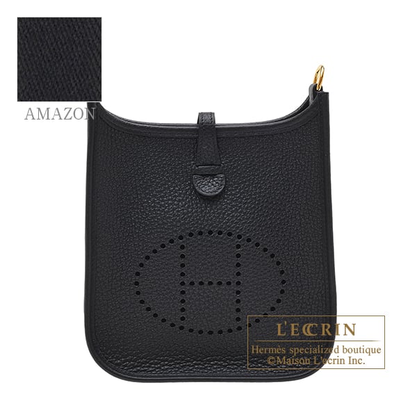 Hermes Evelyne Amazon bag 16/TPM Black Clemence leather Gold hardware Bandouliere 111cm
