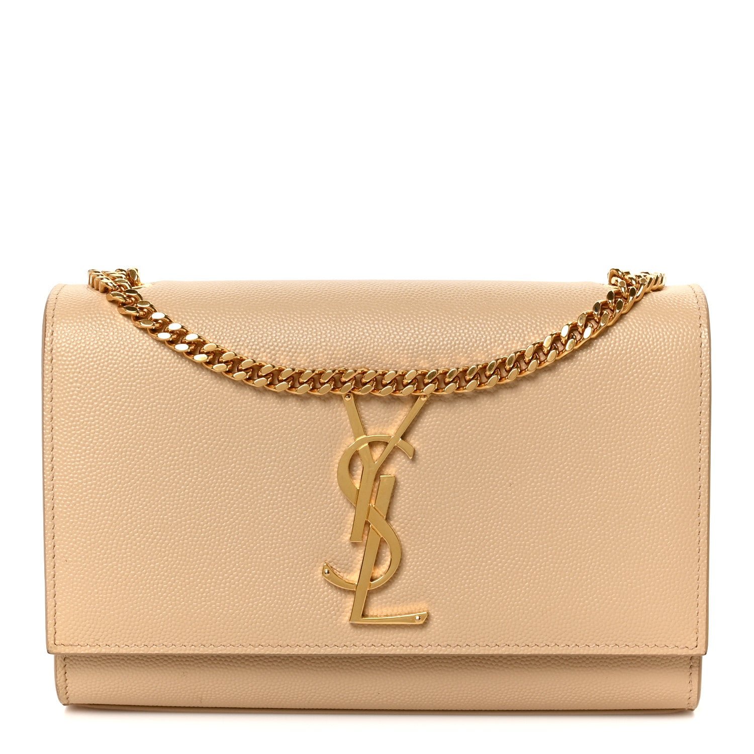 Saint Laurent Grain De Poudre Small Monogram Kate Satchel Nude Powder