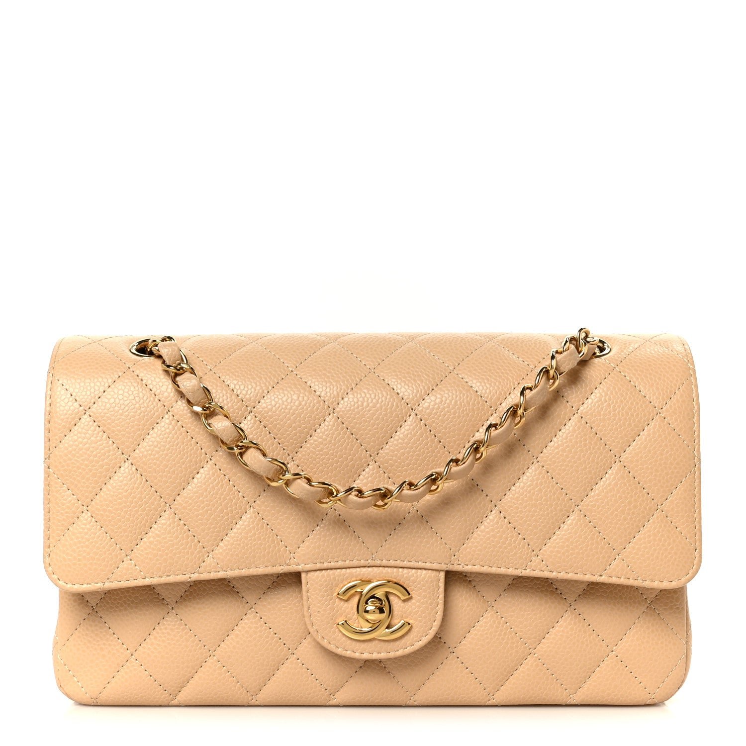 Chanel Caviar Quilted Medium Double Flap Beige