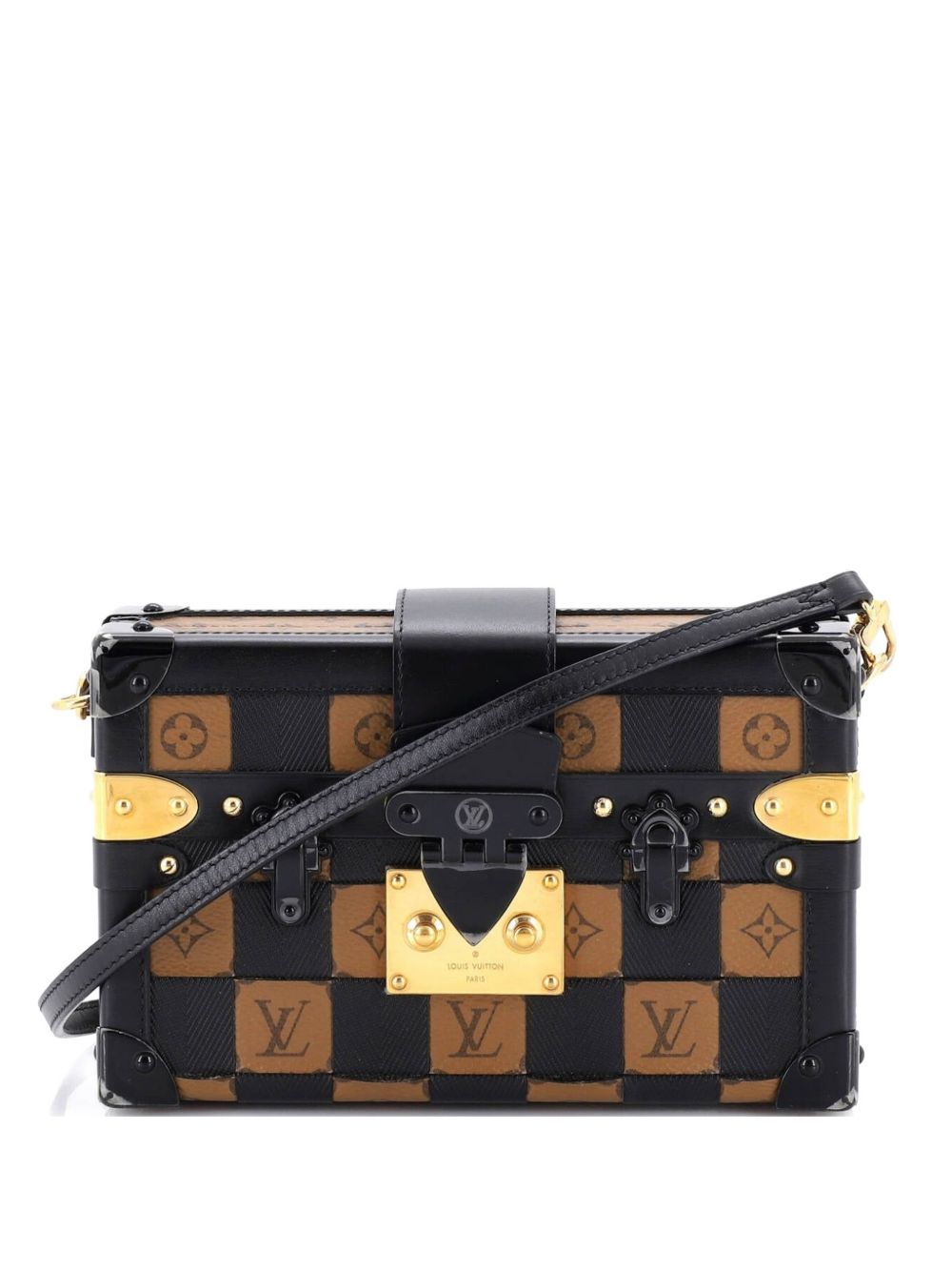 Petite Malle Handbag Damier Tressage Monogram Canvas and Leather clutch bag