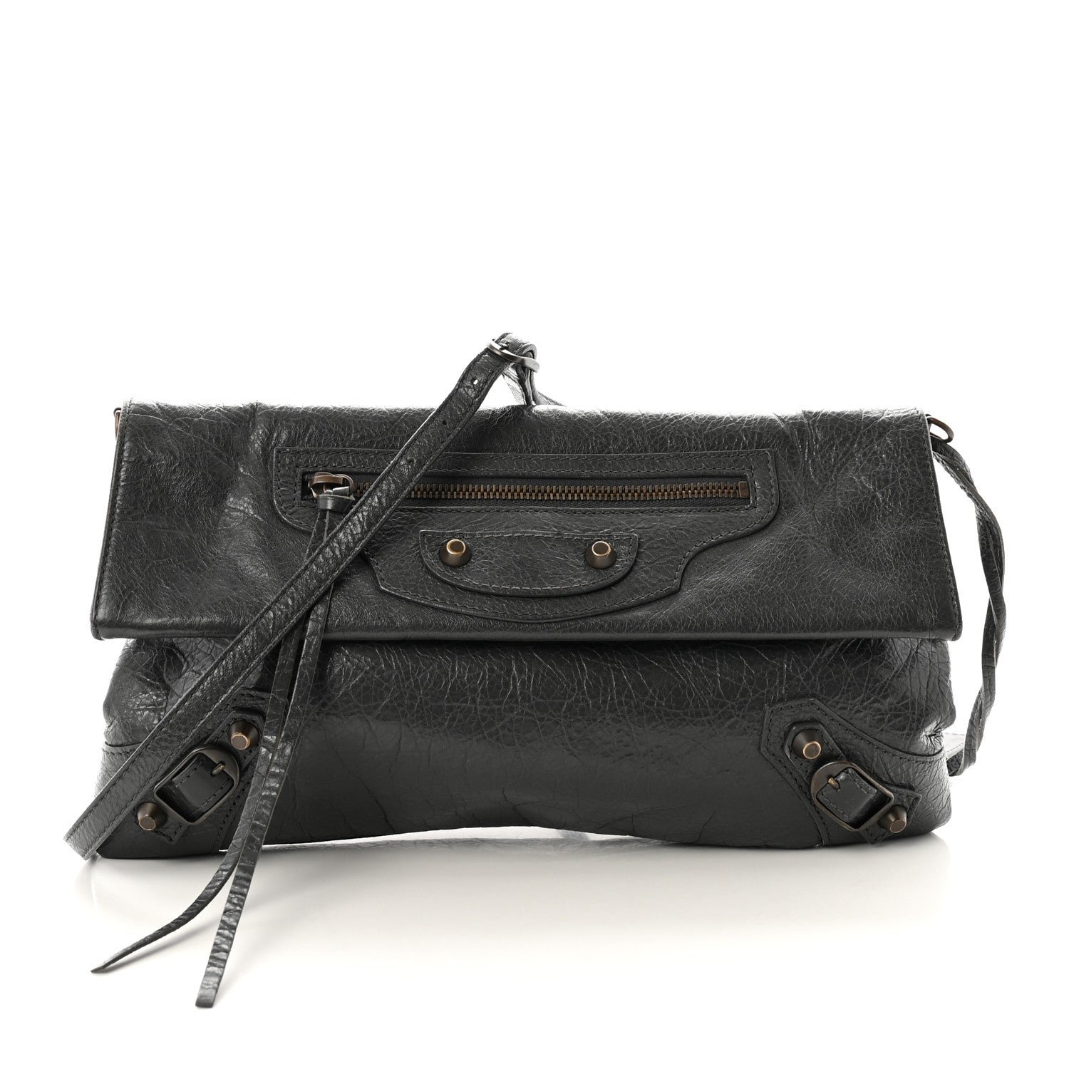 Balenciaga Agneau Classic Hardware Envelope Strap Clutch Gris Fossile