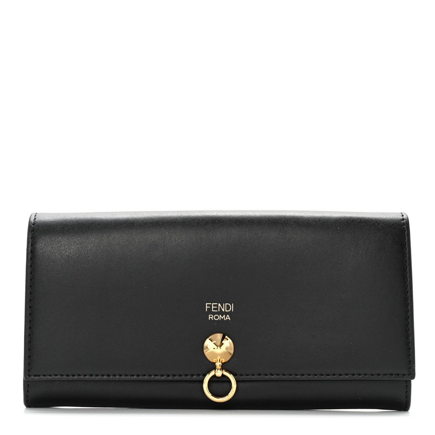 Fendi Vitello Liberty Century Lucido By The Way Continental Wallet On Chain Black