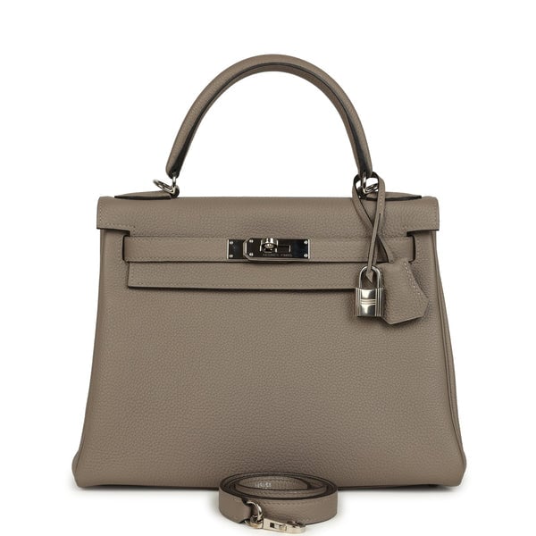 Hermes Pre-owned Hermes Kelly Retourne 28 Gris Asphalt Togo Palladium Hardware