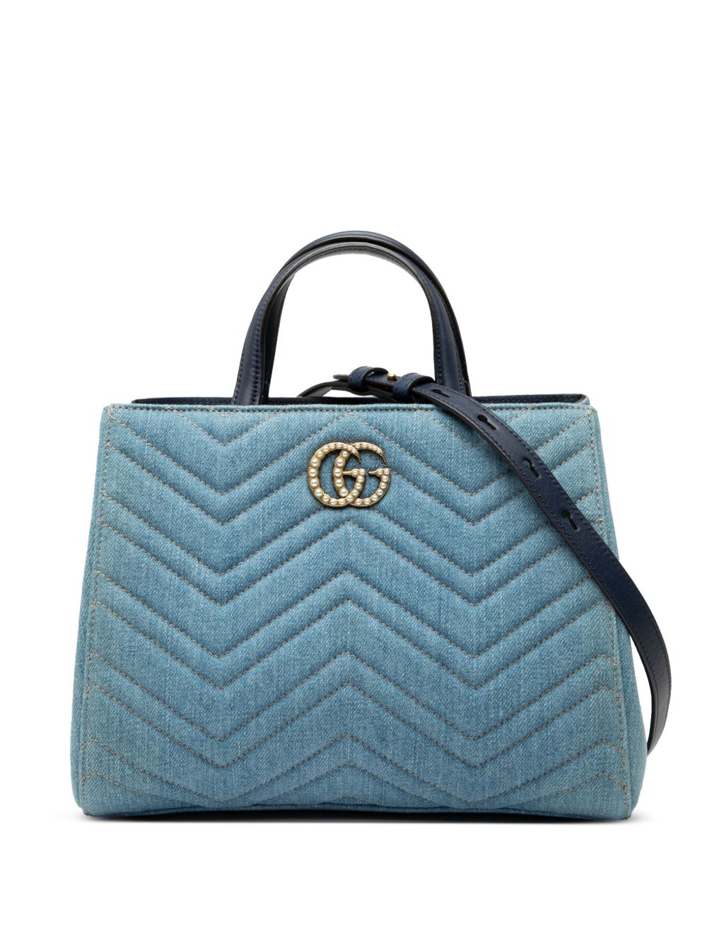 2016-2025 Small GG Marmont Matelasse Denim Pearly satchel
