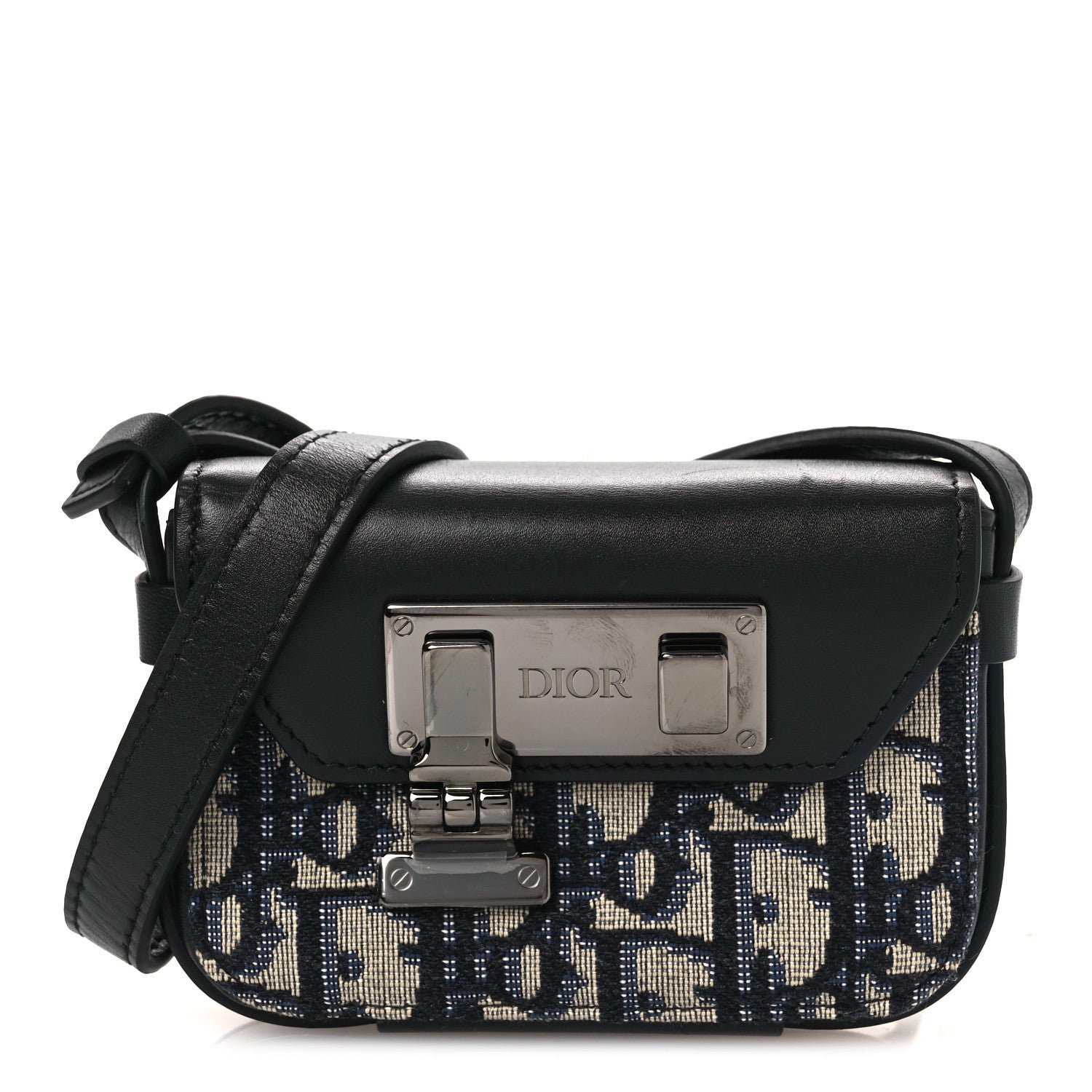 Christian Dior Oblique Smooth Calfskin Nano Pouch Beige Black