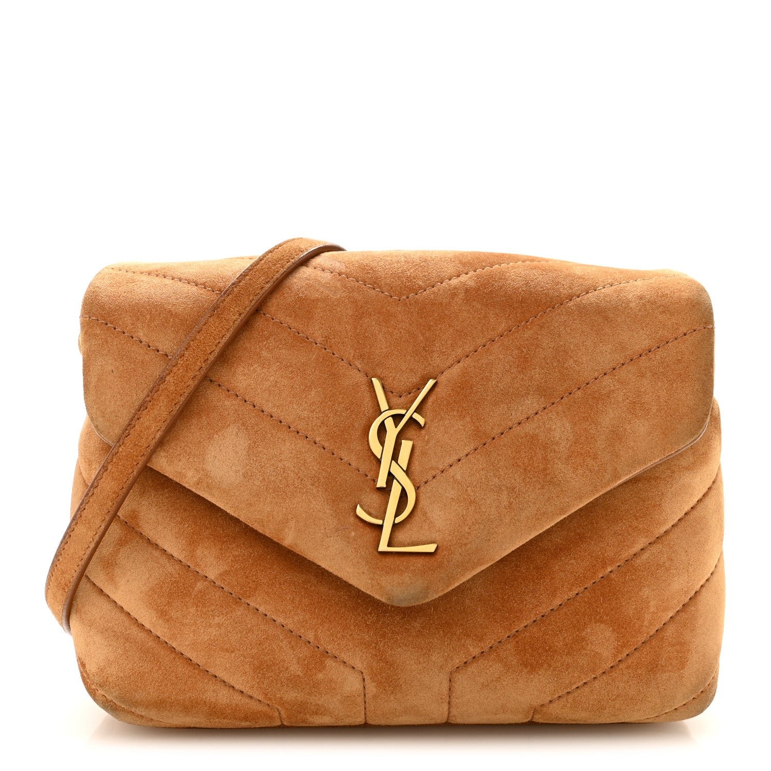 Saint Laurent Suede Toy Loulou Shoulder Bag Cinnamon