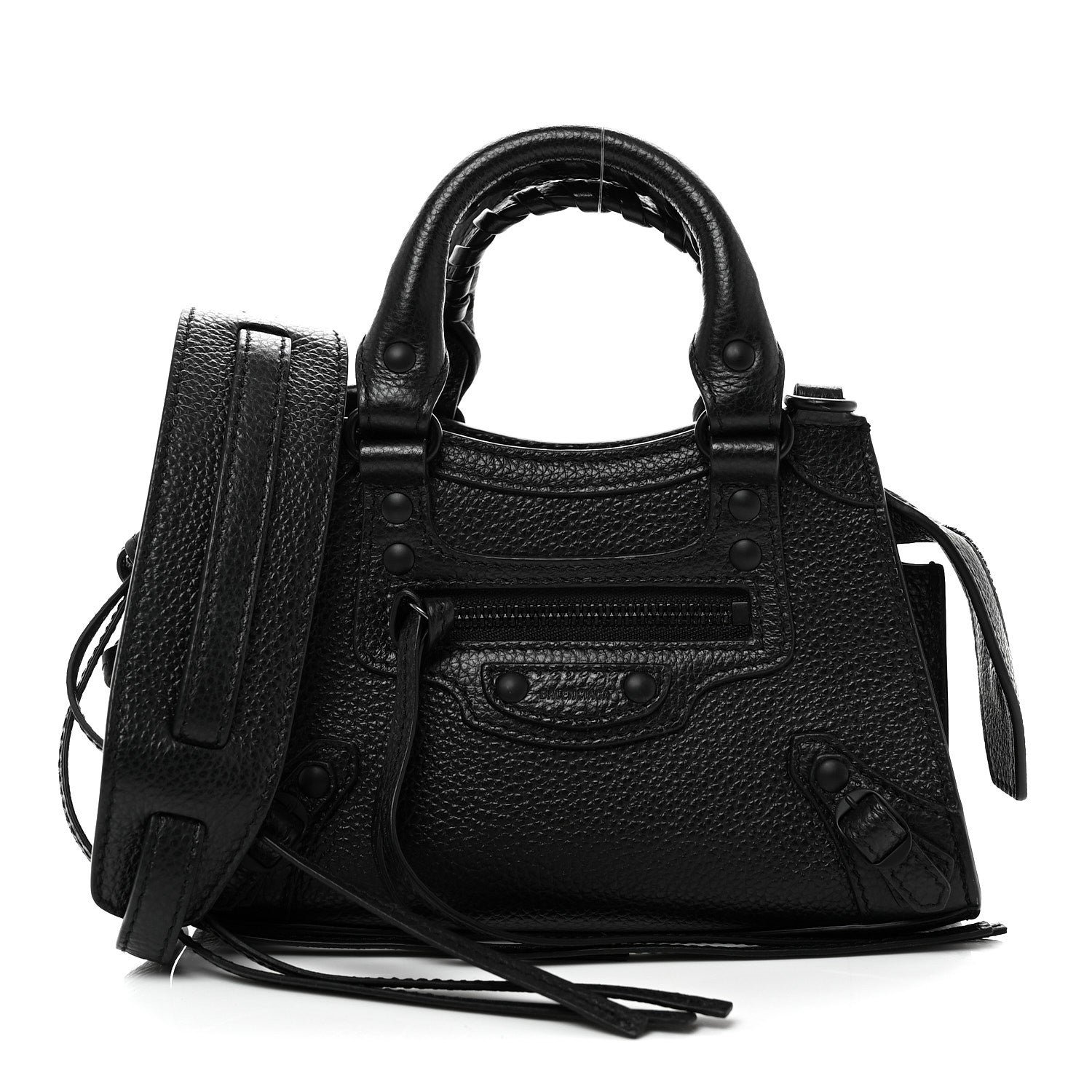Balenciaga Grained Calfskin Neo Classic Black Hardware Nano City Crossbody Black