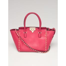 Valentino Valentino Pink Leather Rockstud Small Double Handle Tote Bag