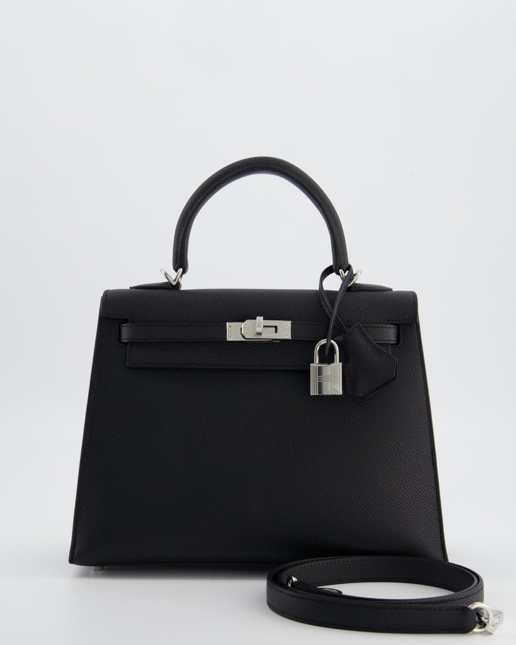 *SUPER RARE* Hermès Kelly 25 Sellier Bag in Noir Epsom Leather with Palladium Hardware