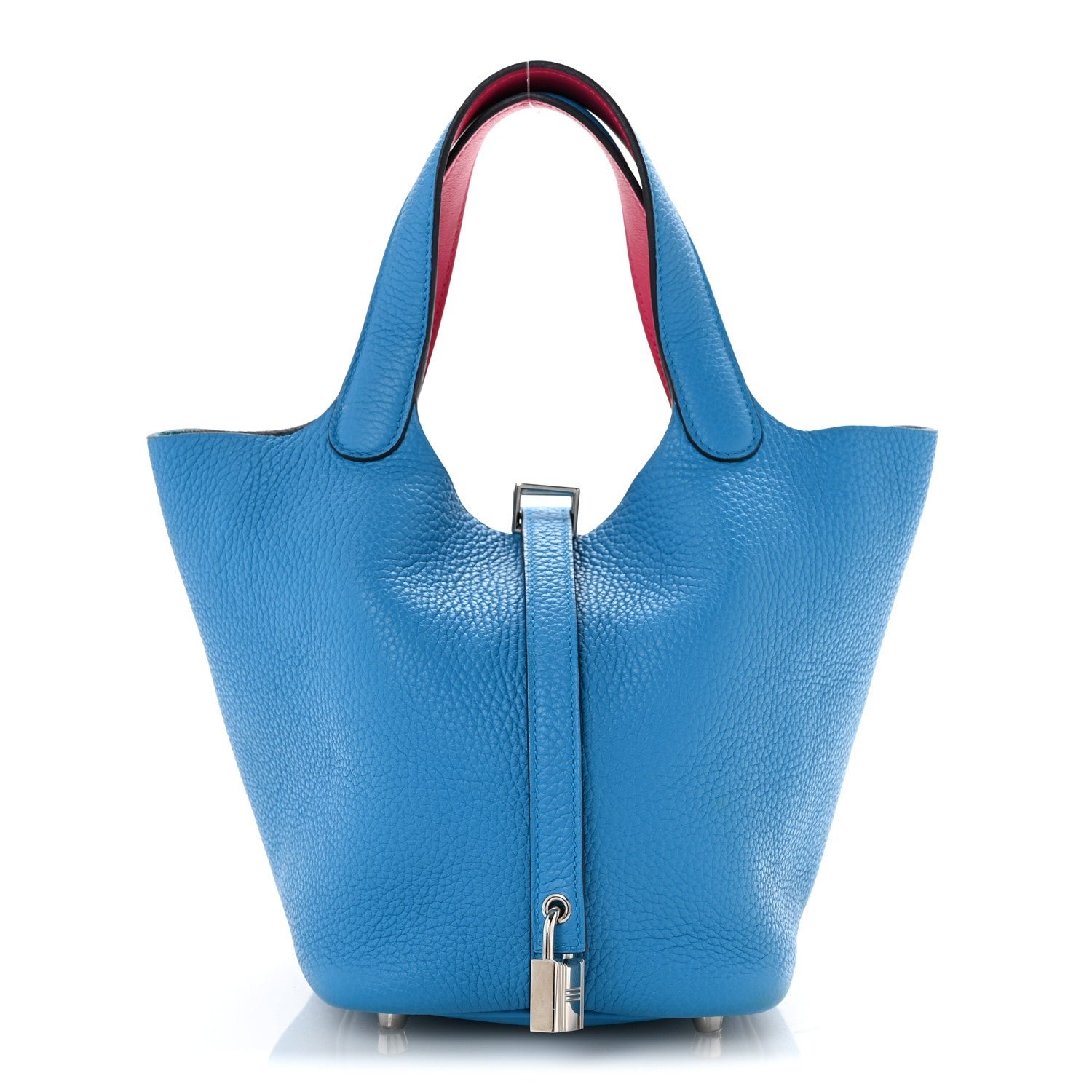 Hermes Taurillon Clemence Swift Eclat Picotin Lock 18 PM Bleu Frida Rose Mexico