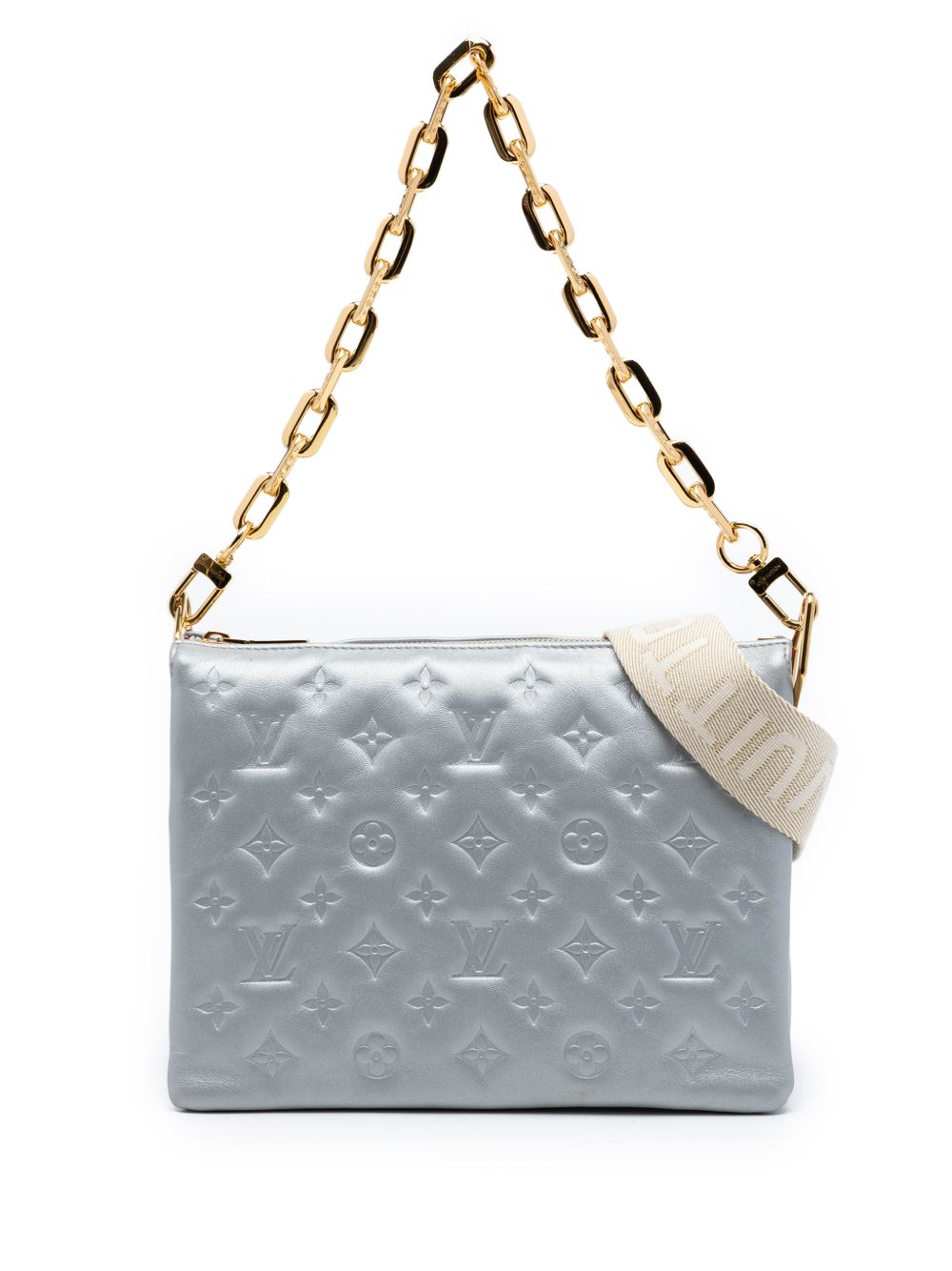 2021-2026 Monogram Embossed Puffy Lambskin Coussin PM satchel