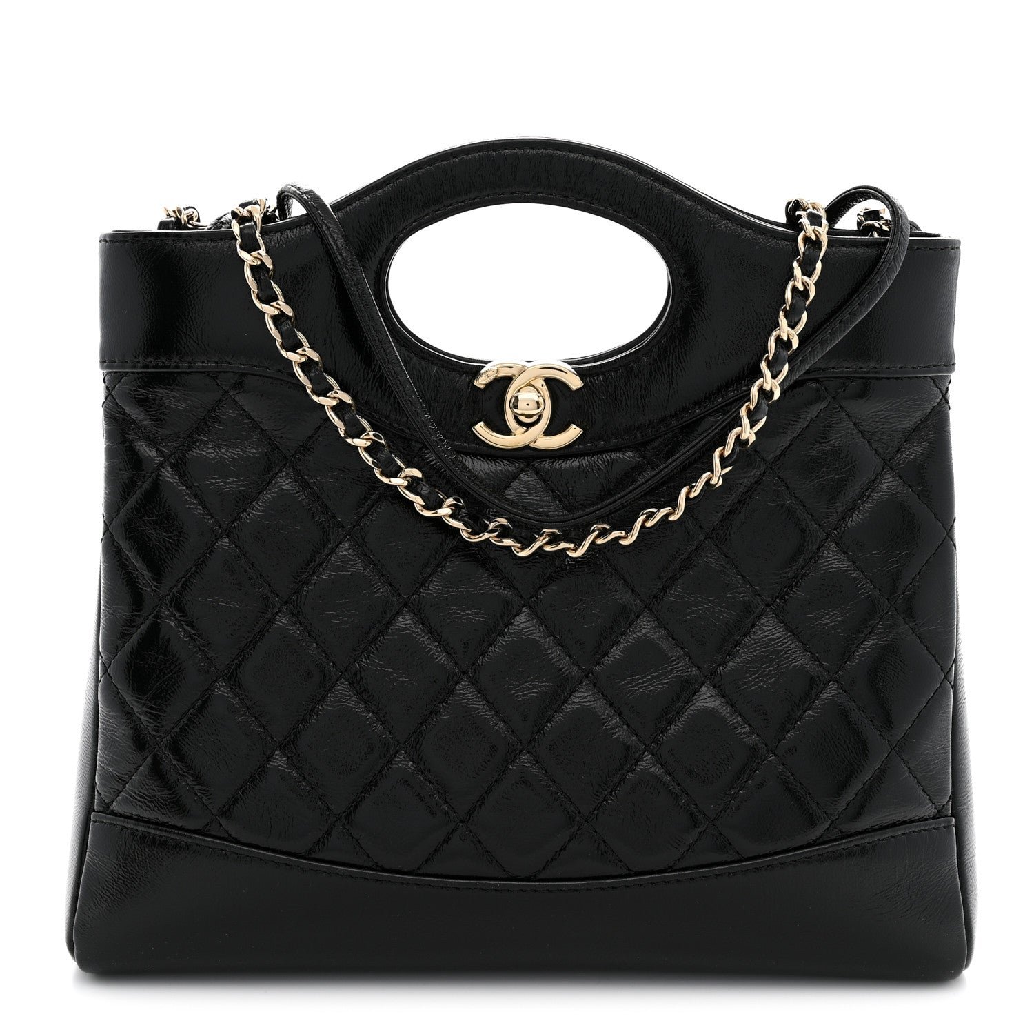 Chanel Aged Calfskin Quilted Mini 31 Shopping Bag Black