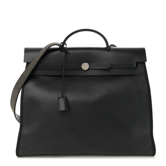 Hermes Toile H Berline Vache Hunter Herbag Zip 39 MM Black Ecru