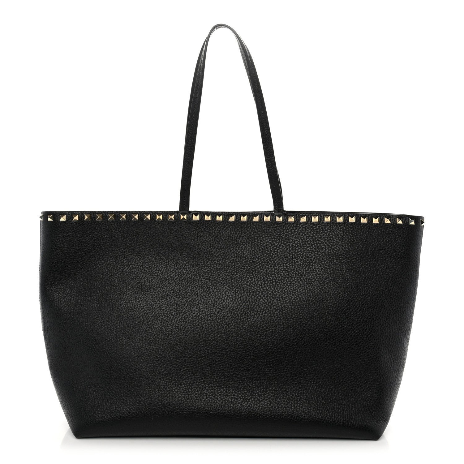 Valentino Garavani Grained Calfskin Rockstud Shoulder Tote Black