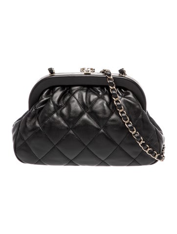 2024 Quilted CC Kisslock Clutch w/ Chain