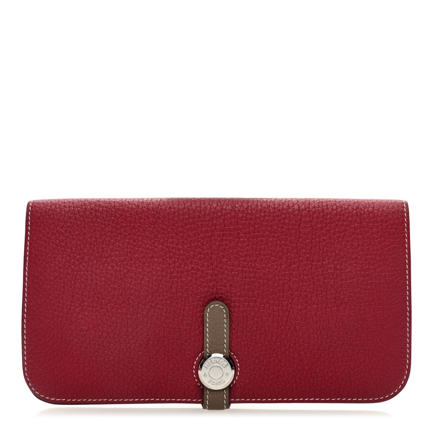 Hermes Togo Dogon Recto Verso Wallet Rubis Etoupe
