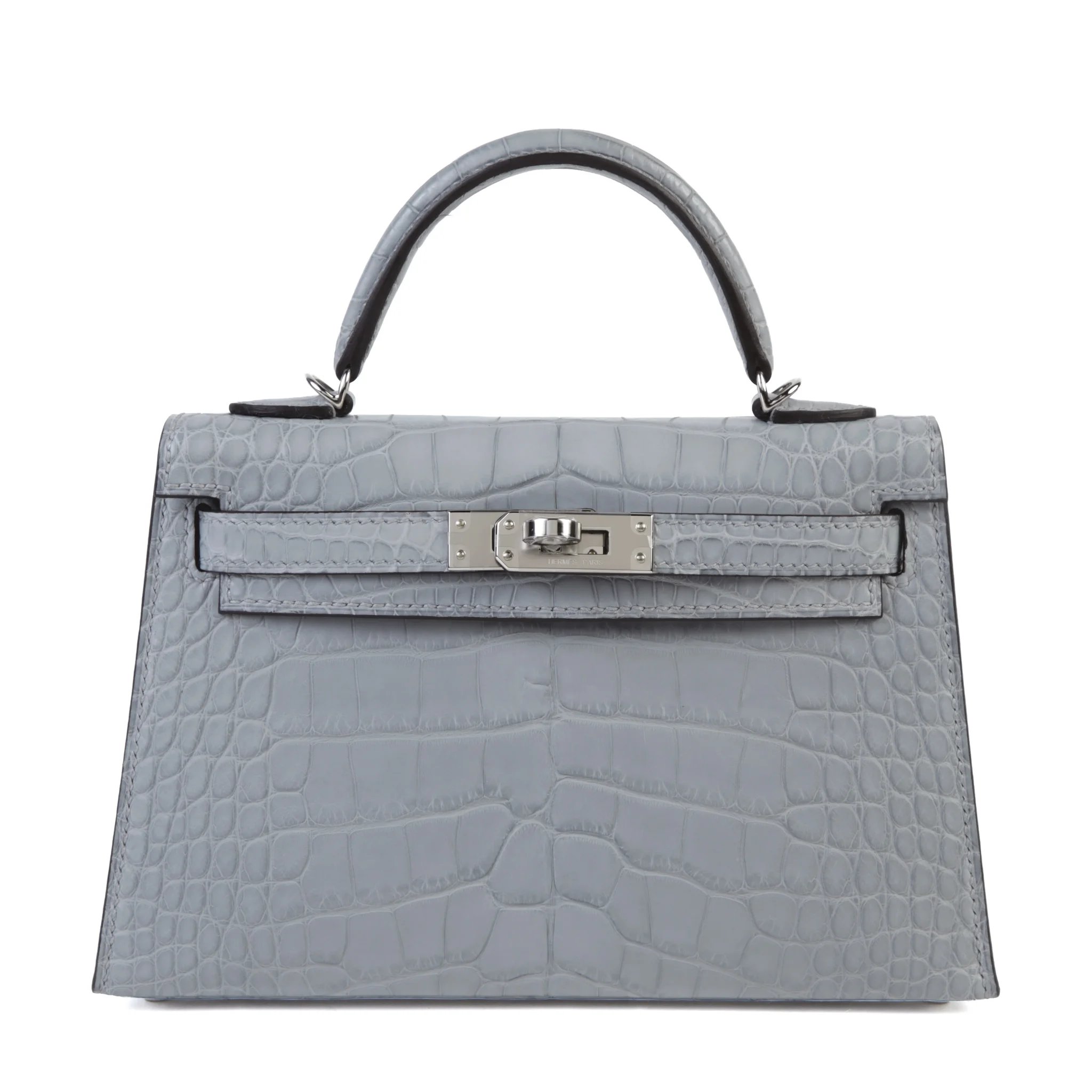 Brand New ( Rank N ) HERMÈS Mini Kelly II Gris Pantin (P0) Matte Alligator Palladium hardware G (2026)