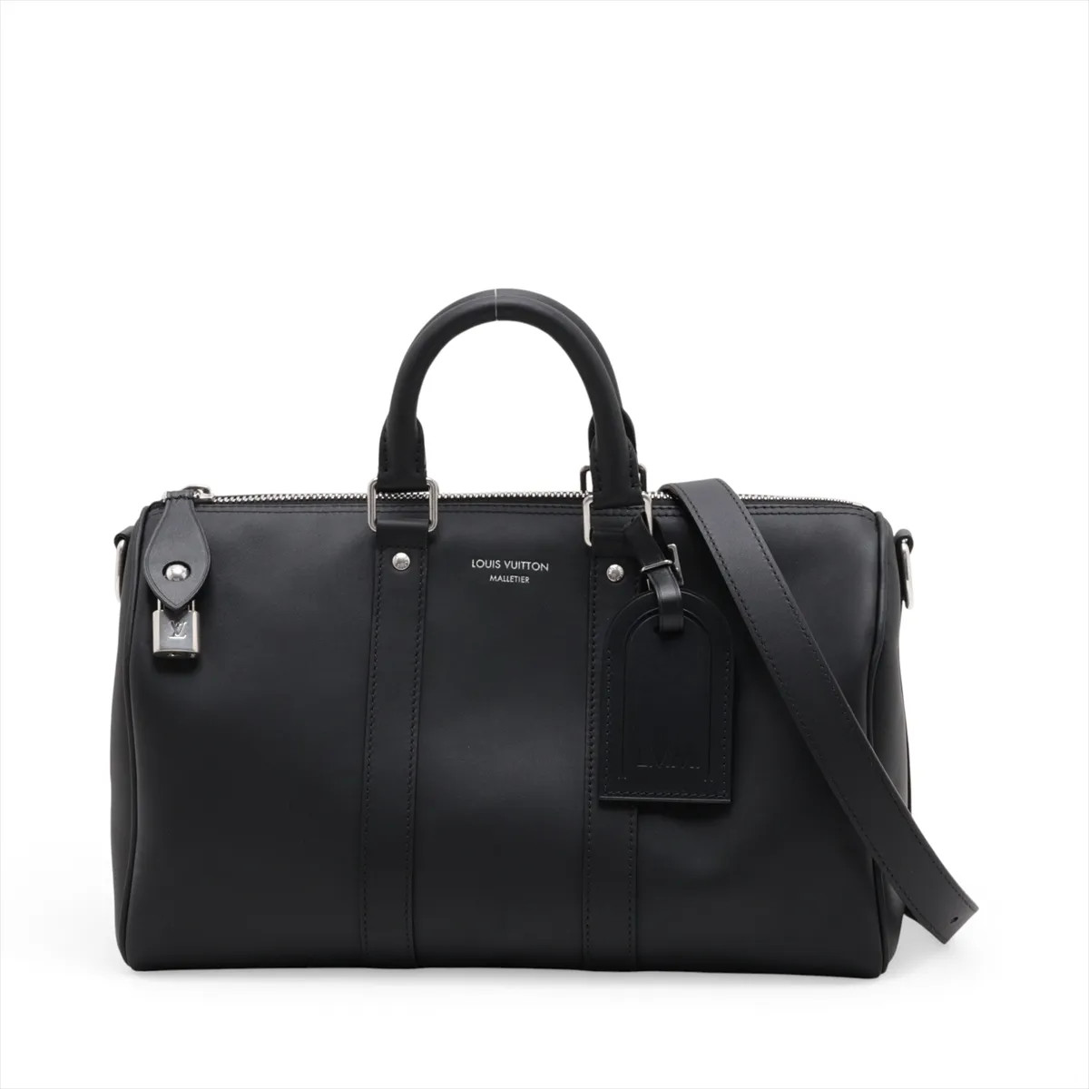 Louis Vuitton Leather Keepall Bandoulière 35 M2A550 Black There was an RFID resp