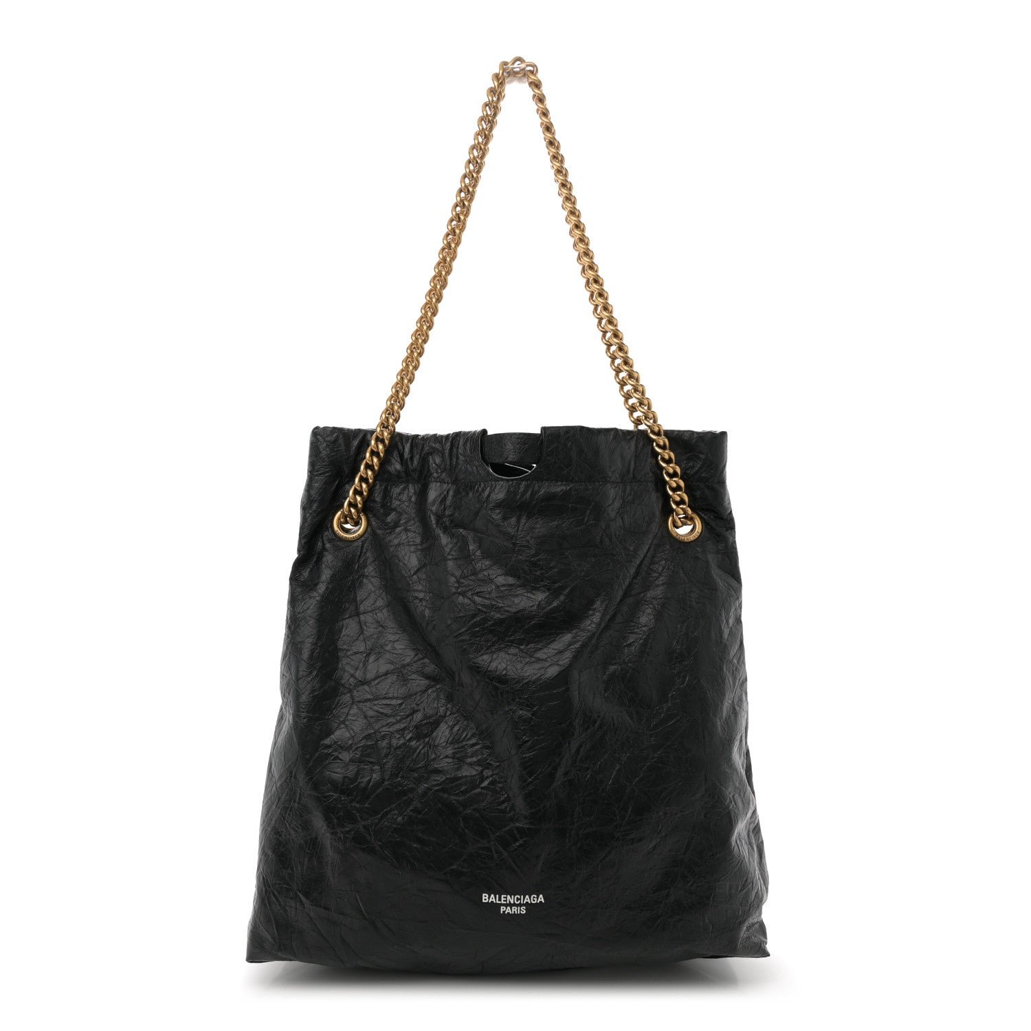 Balenciaga Crushed Calfskin Crush Medium Chain Tote Black