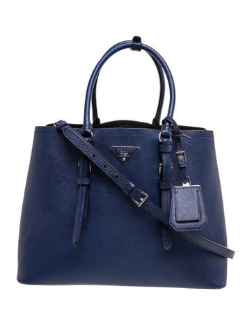 Saffiano Lux Leather Double Tote w Strap Large
