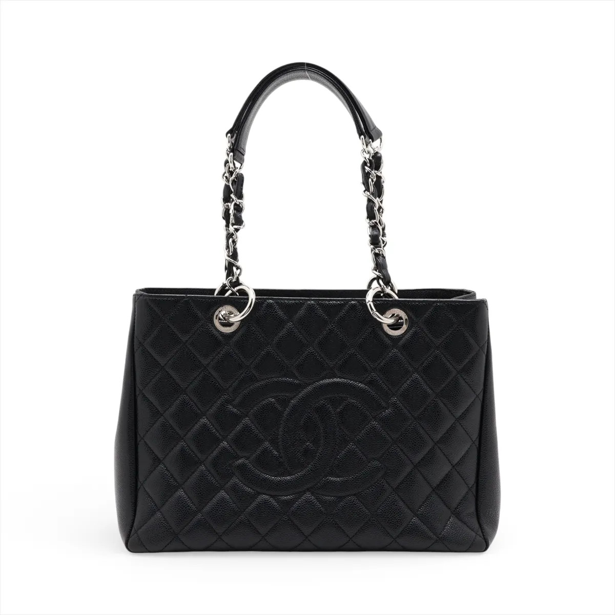Chanel GST Caviar Skin Chain Tote Bag Black Silver Metal Fittings 14XXXXXX A5099