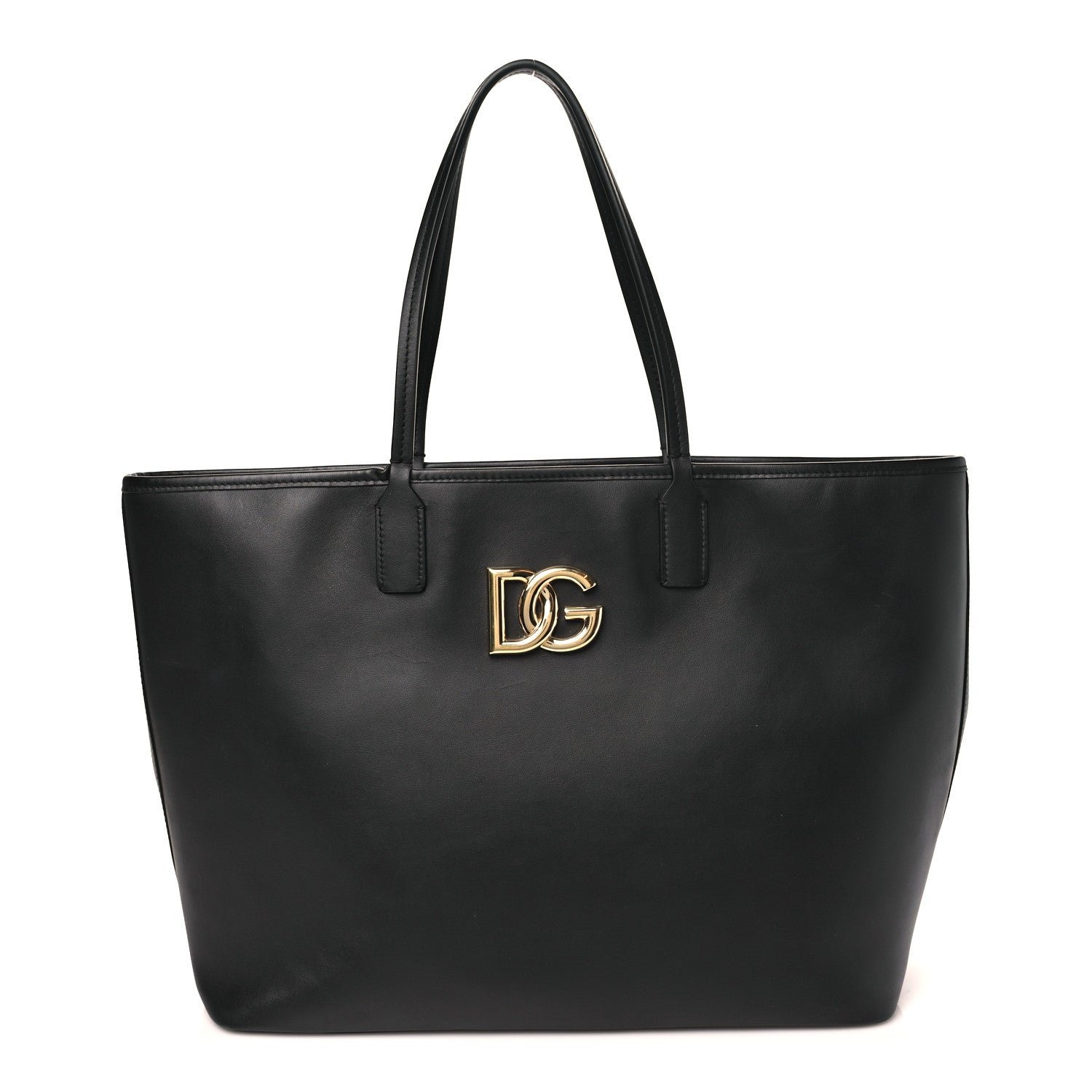 Dolce & Gabbana DOLCE GABBANA Calfskin Medium Fefe Tote Black