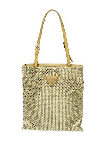 Enameled Metal Triangle Chain Flat Tote w/ Tags
