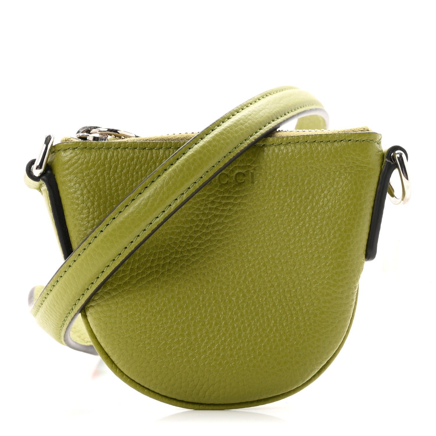 Gucci Pebbled Calfskin Mini B Shoulder Bag Olive Green