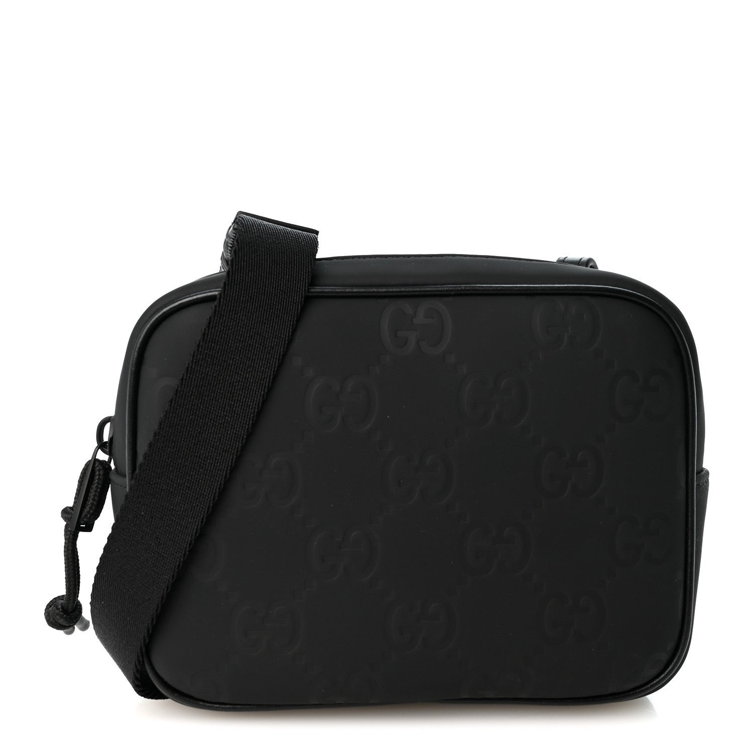 Gucci Rubber Effect Monogram GG Crossbody Bag Black