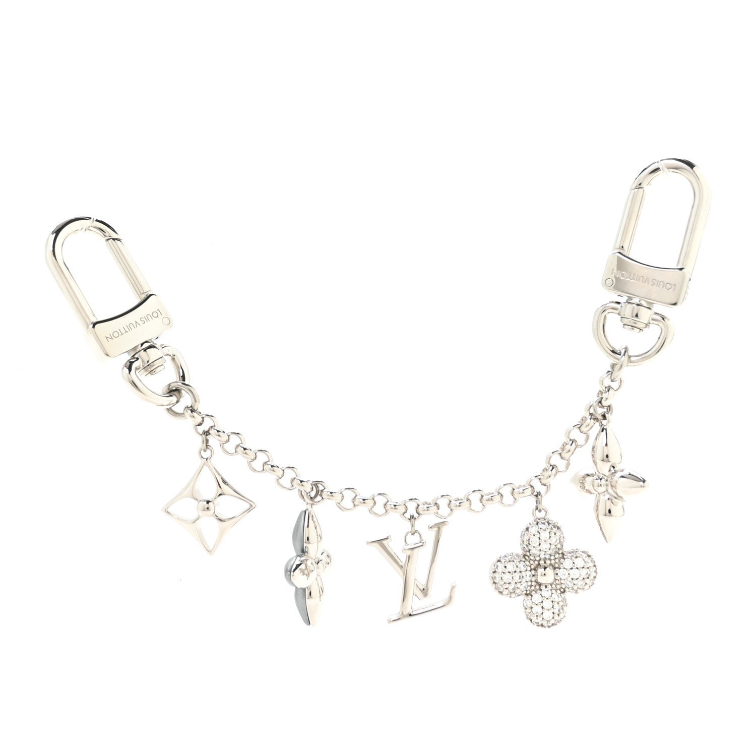 Louis Vuitton Monogram Spring Street Strass Chain Bag Charm Silver
