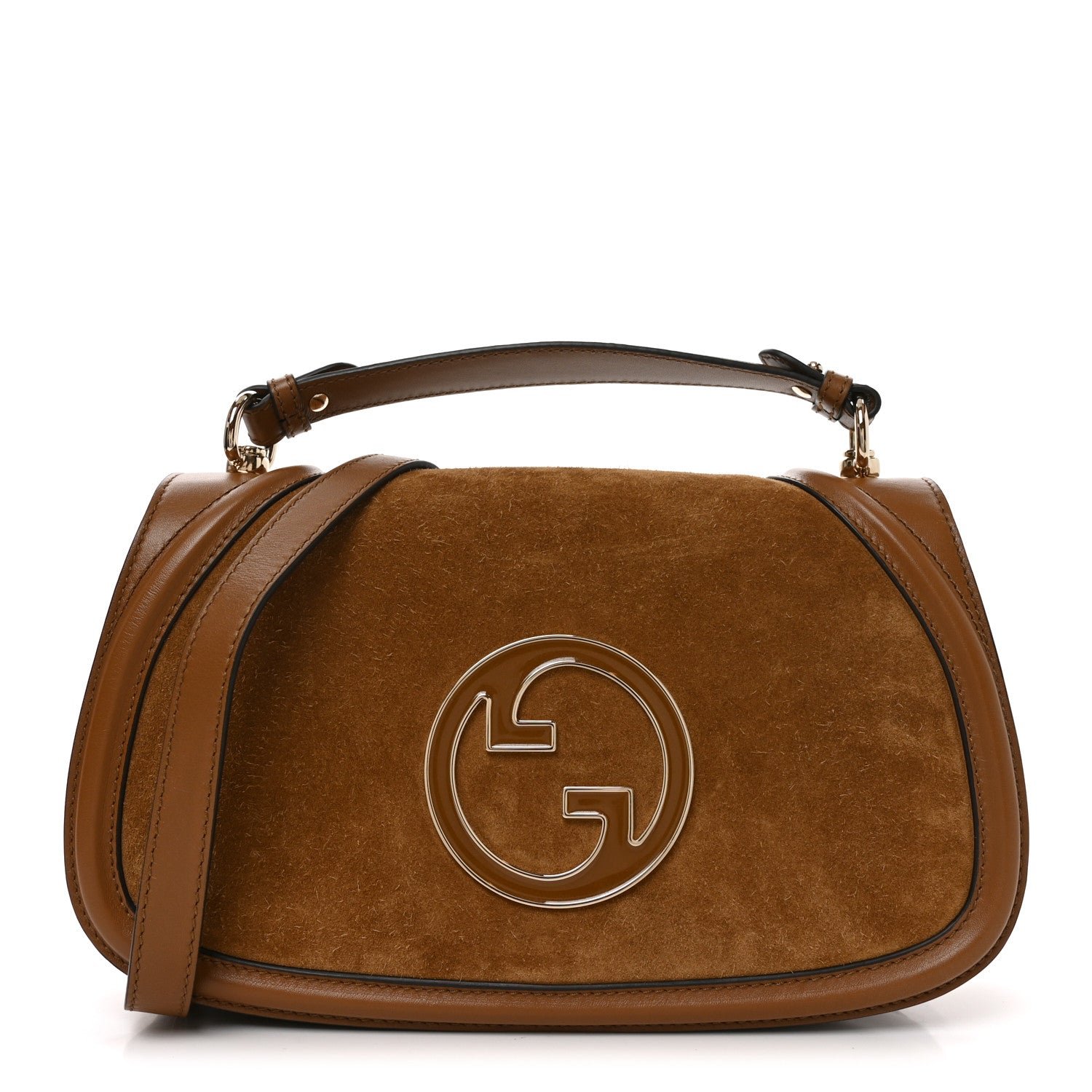 Gucci Suede Calfskin Blondie Medium Shoulder Bag Light Brown