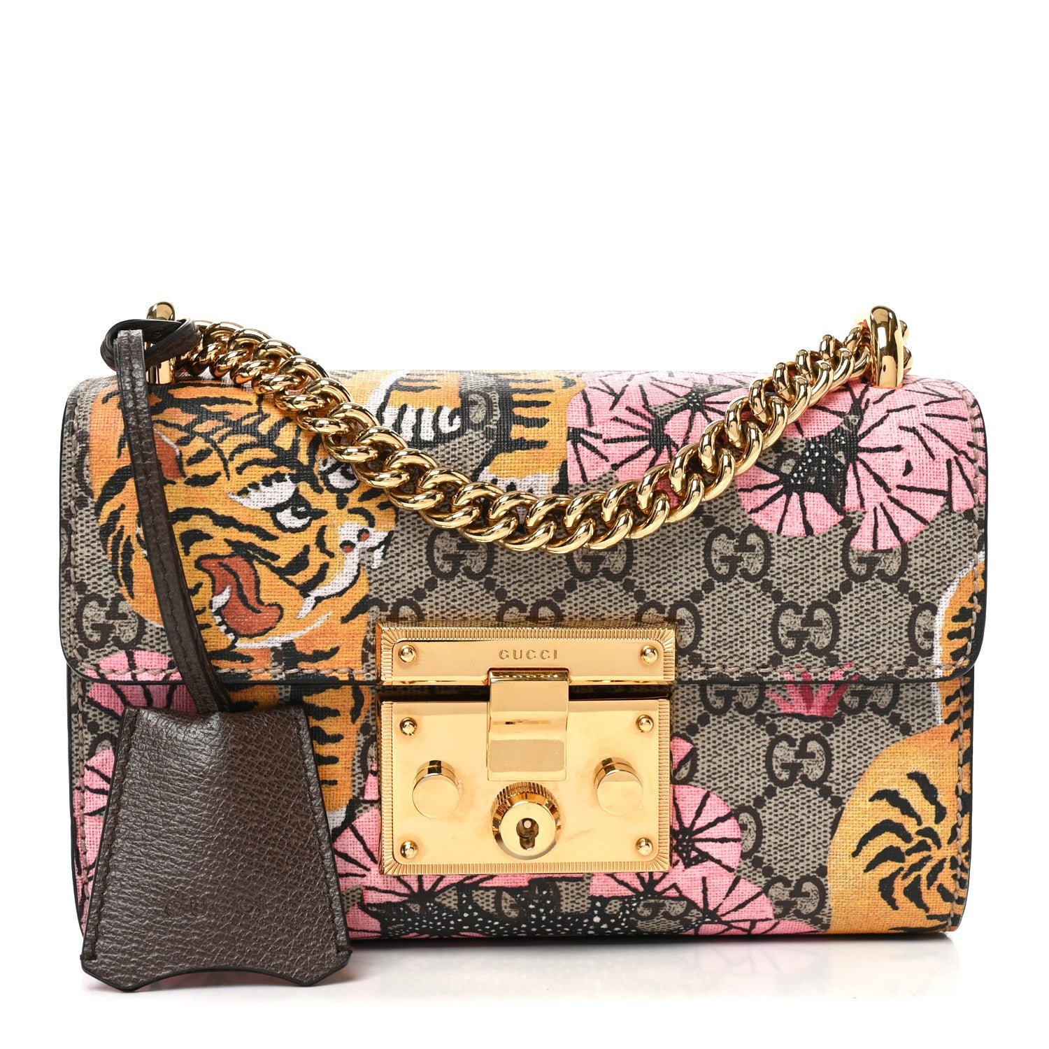 Gucci GG Supreme Monogram Bengal Small Padlock Shoulder Bag Beige Pink