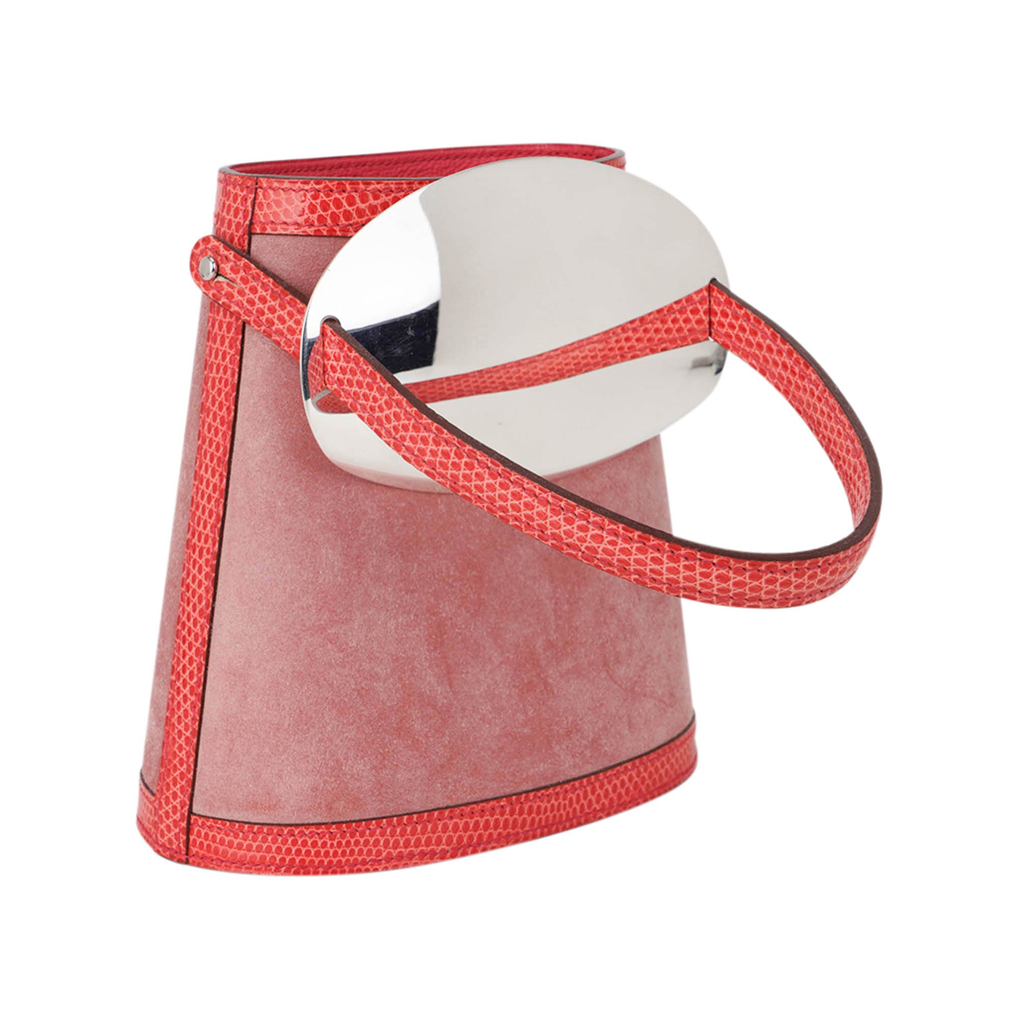 Hermes Hermes Limited Edition Stromboli Bag Rose Indien Doblis Rose Azalee Lizard with Sterling Silver Lid