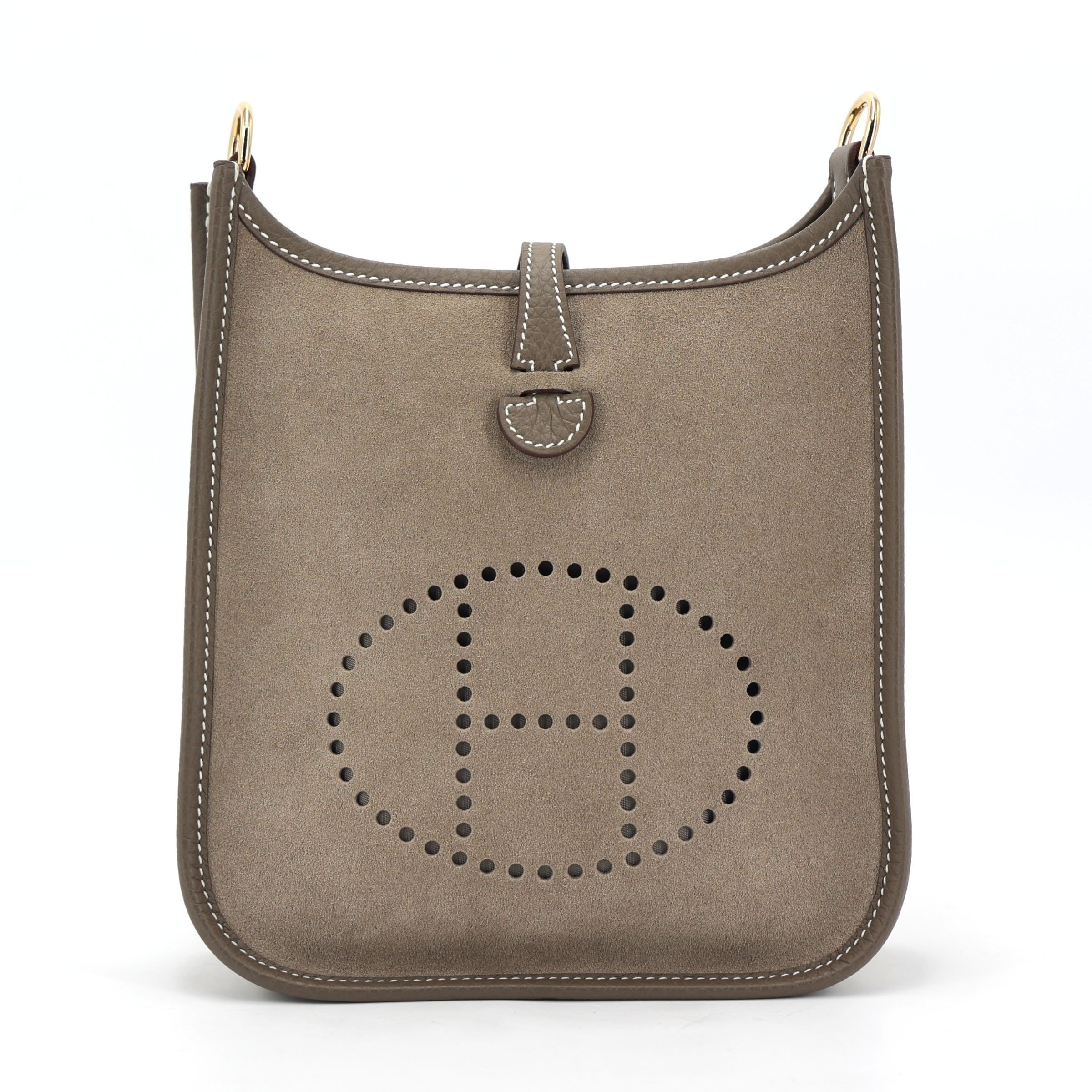 Hermes Brand New ( Rank N ) HERMÈS Mini Evelyne 16 Amazone 112cm Gris caillou Etoupe (18) Grizzly Clemence Gold hardware W (2024)