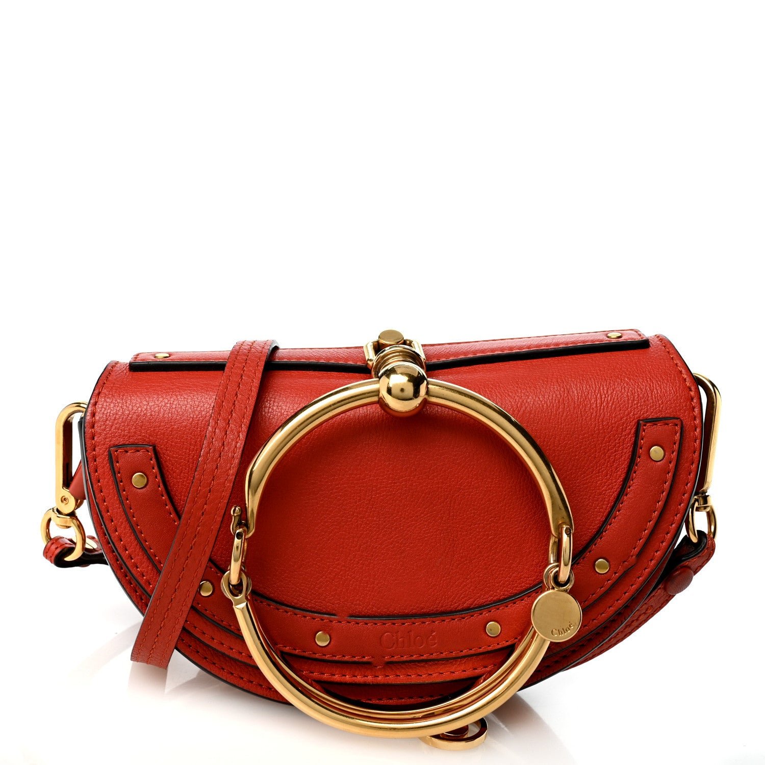 Chloe Calfskin Small Nile Bracelet Minaudiere Bag Earthy Red