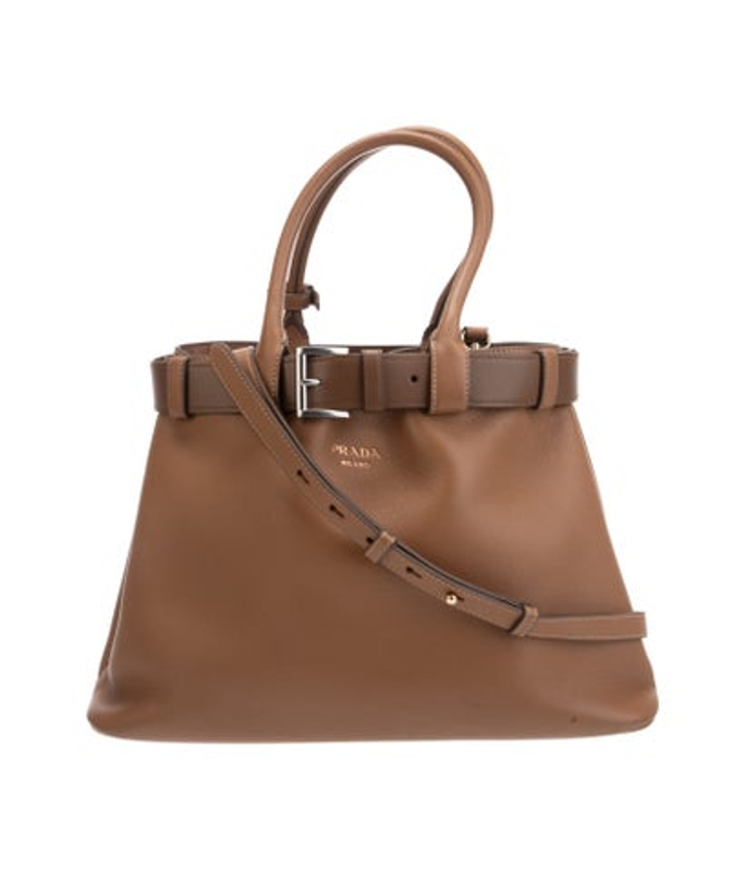 Prada Calf Leather Buckle Tote Large