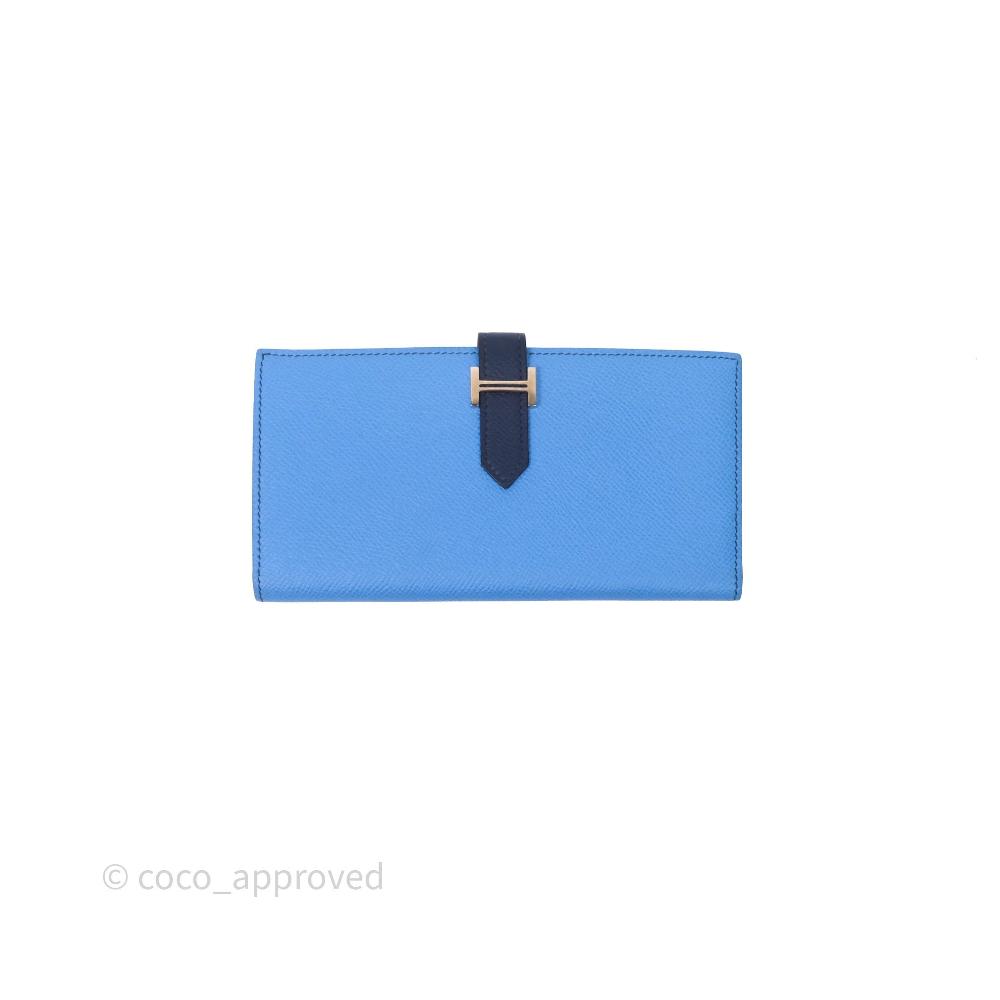 Hermès Bearn Long Wallet 2T Bleu Paradis/ 73 Bleu Saphir Veau Epsom Sliver Hardware