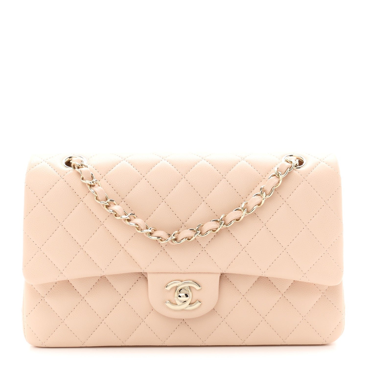 Chanel Caviar Quilted Medium Double Flap Beige