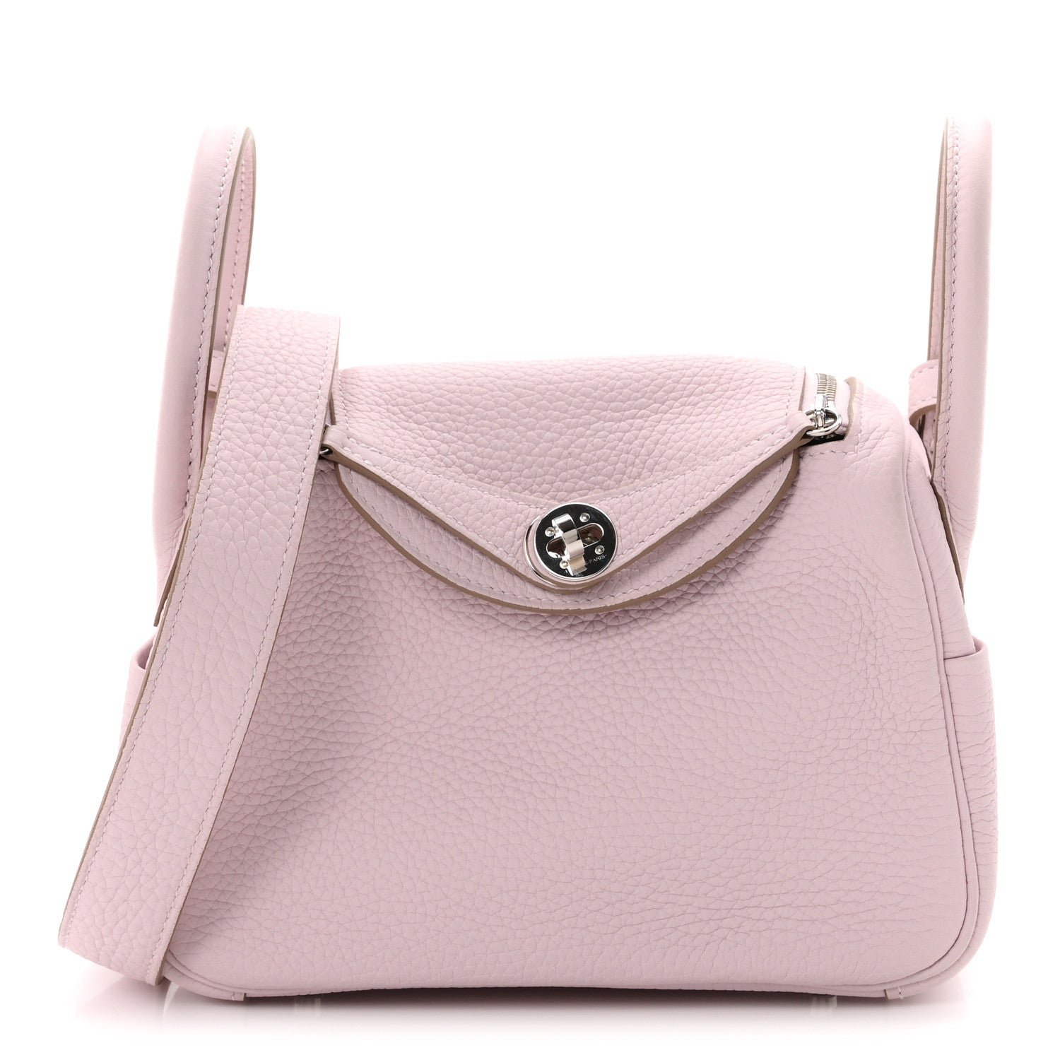 Hermes Taurillon Clemence Verso Mini Lindy 20 Mauve Pale Mushroom