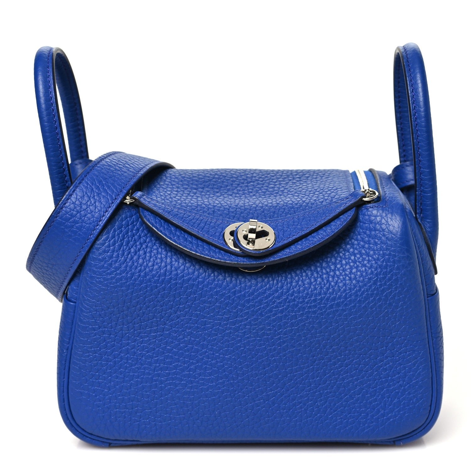 Hermes Hermes Taurillon Clemence Mini Lindy 20 Bleu Electrique