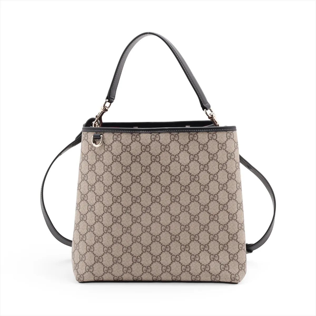 Gucci GG emblem bucket bag Medium PVC & leather 2 Way Shoulder Bag Beige 815103