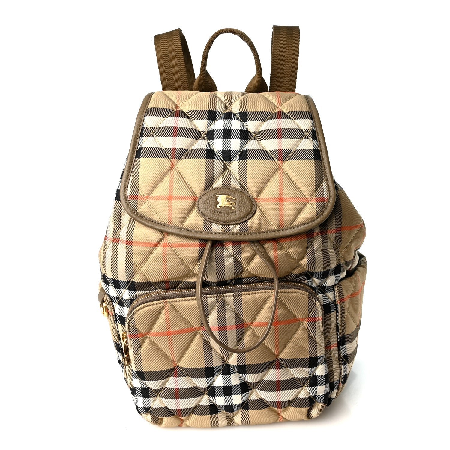 Burberry Nylon Check Horseshoe Backpack Sand Beige