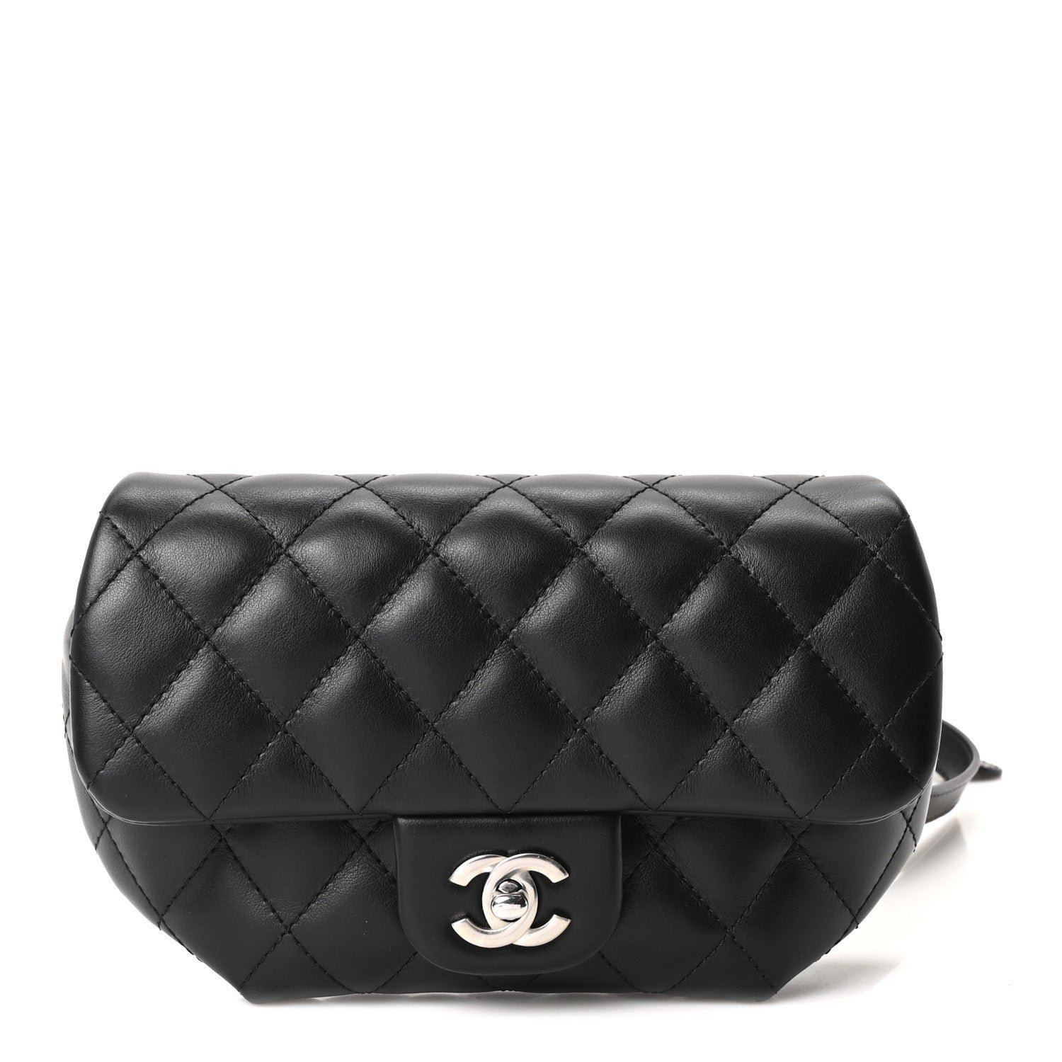 Chanel Calfskin Quilted CC Uniform Flap Belt Bag Black