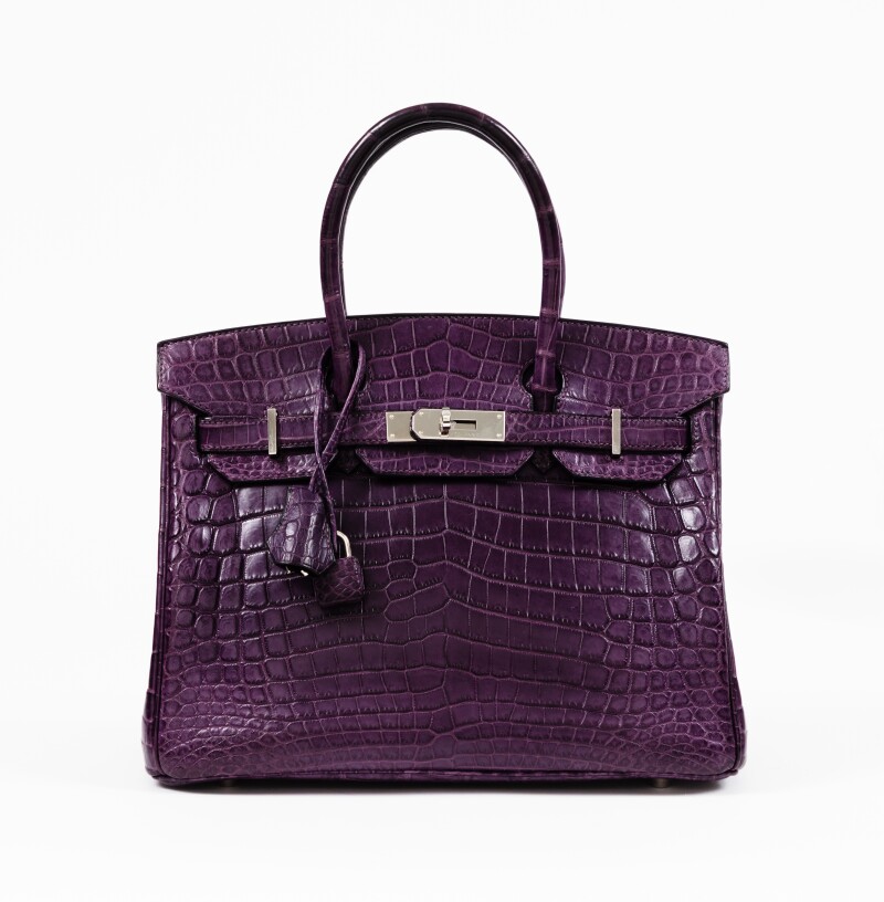Hermes Violet Matte Niloticus Crocodile Birkin 30 Palladium Hardware, 2012