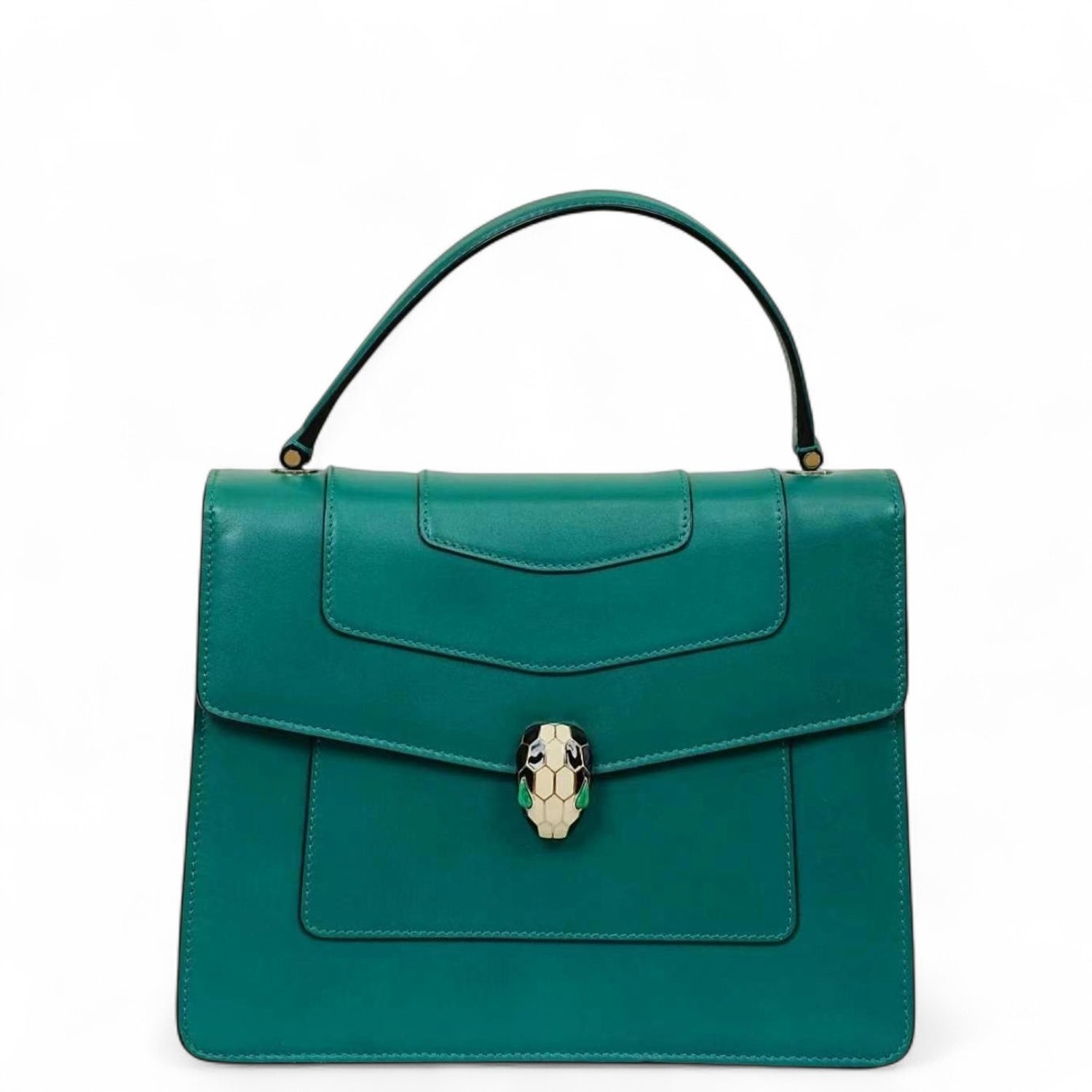 Bvlgari Calfskin Serpenti Forever Top Handle Bag Large
