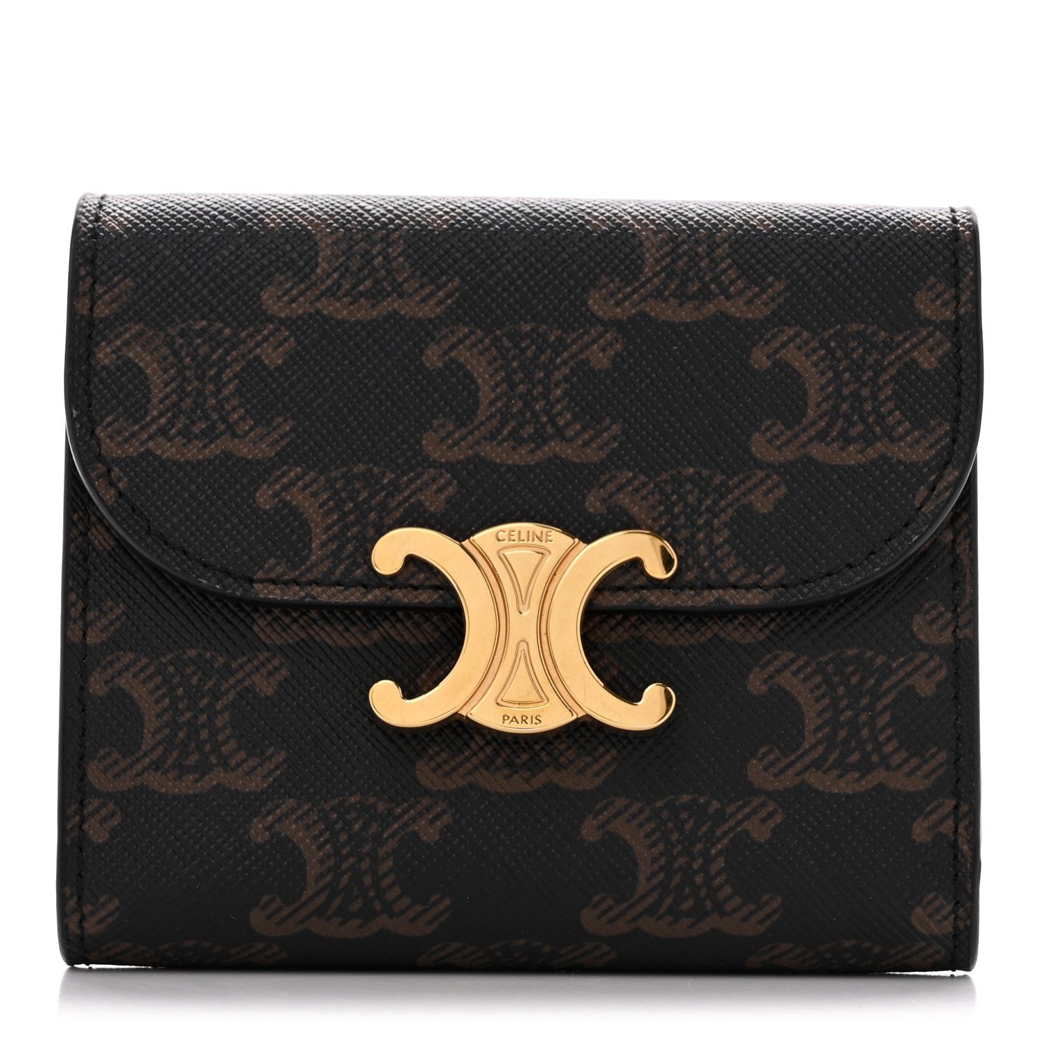 Celine Triomphe Canvas Small Triomphe Wallet Tan